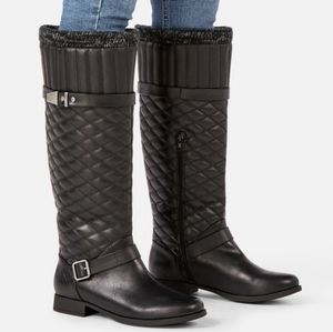 JustFab Myla Quilted Sweater Cuff Boot - 8.5